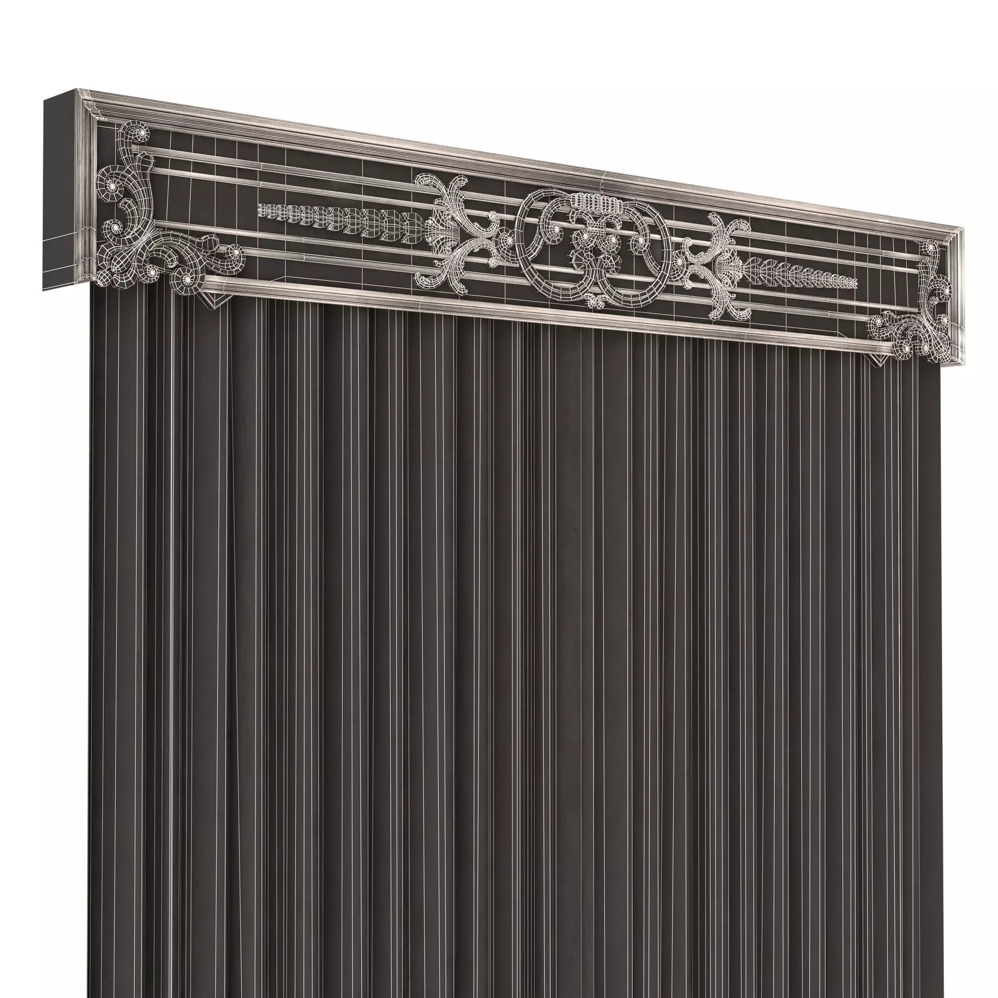 Cornice Classic Curtain 019 Low-poly 3D model_9