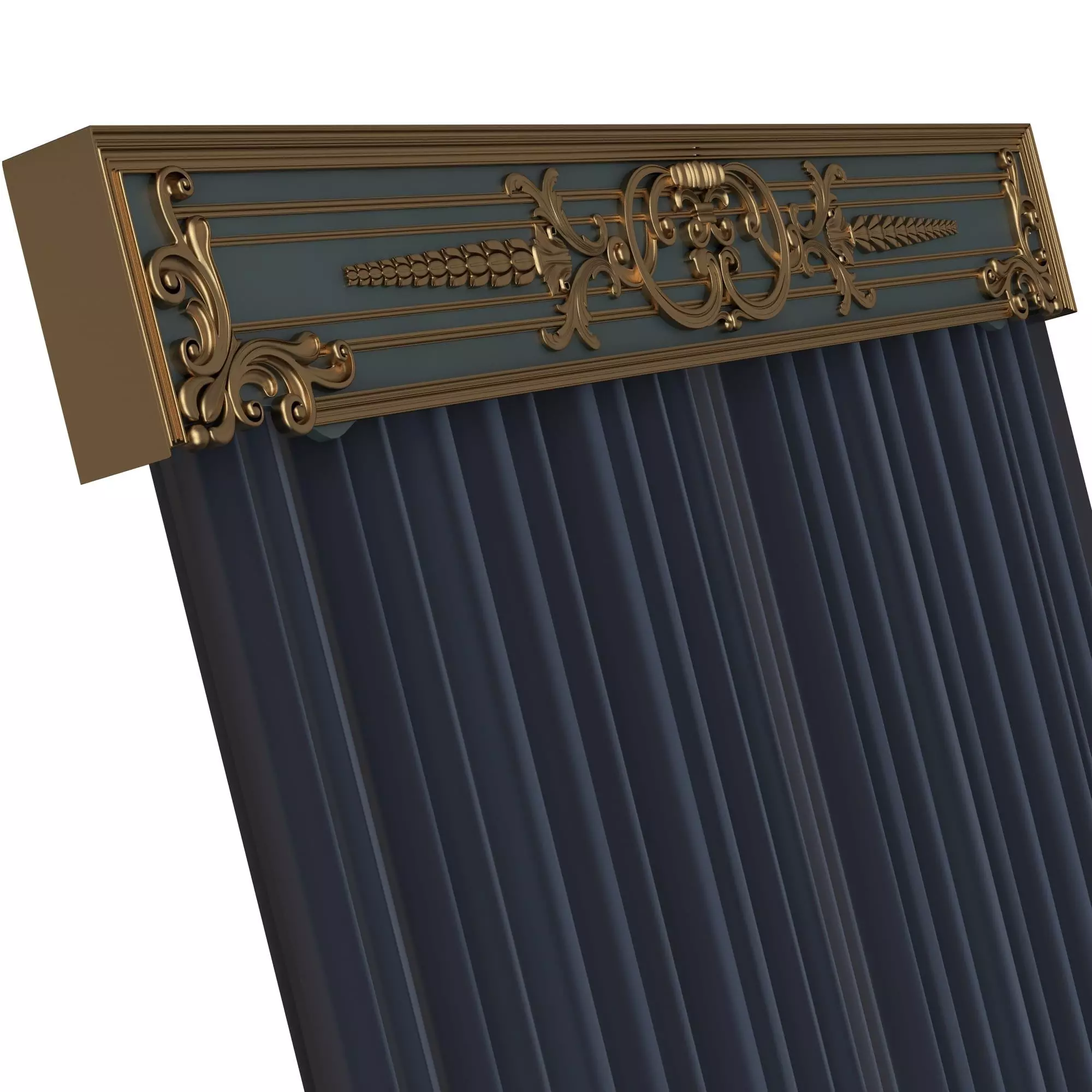 Cornice Classic Curtain 019 Low-poly 3D model_5