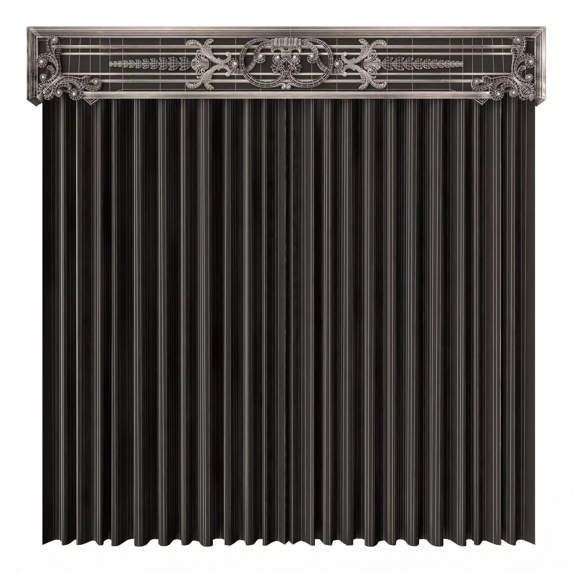 Cornice Classic Curtain 019 Low-poly 3D model_6