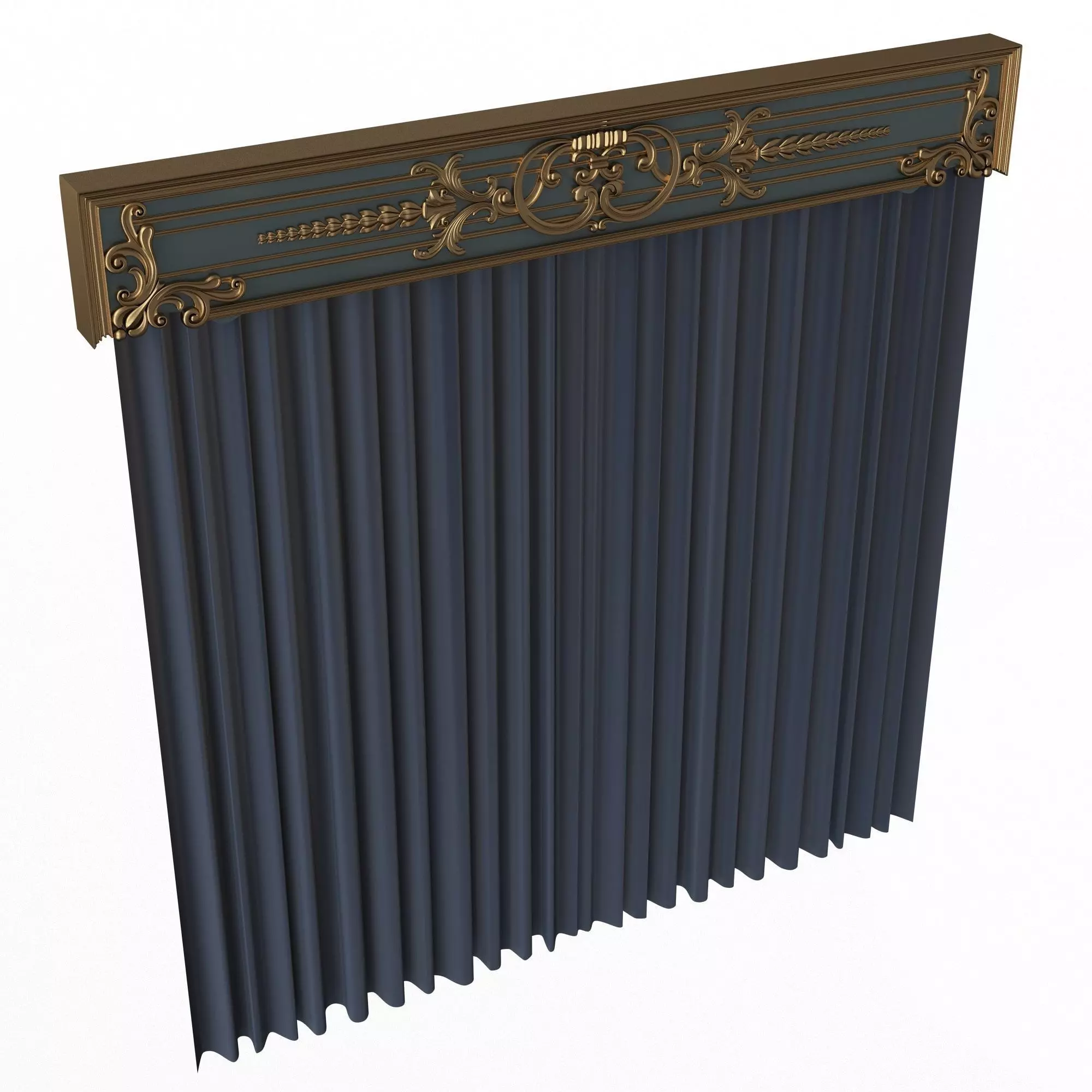 Cornice Classic Curtain 019 Low-poly 3D model_1