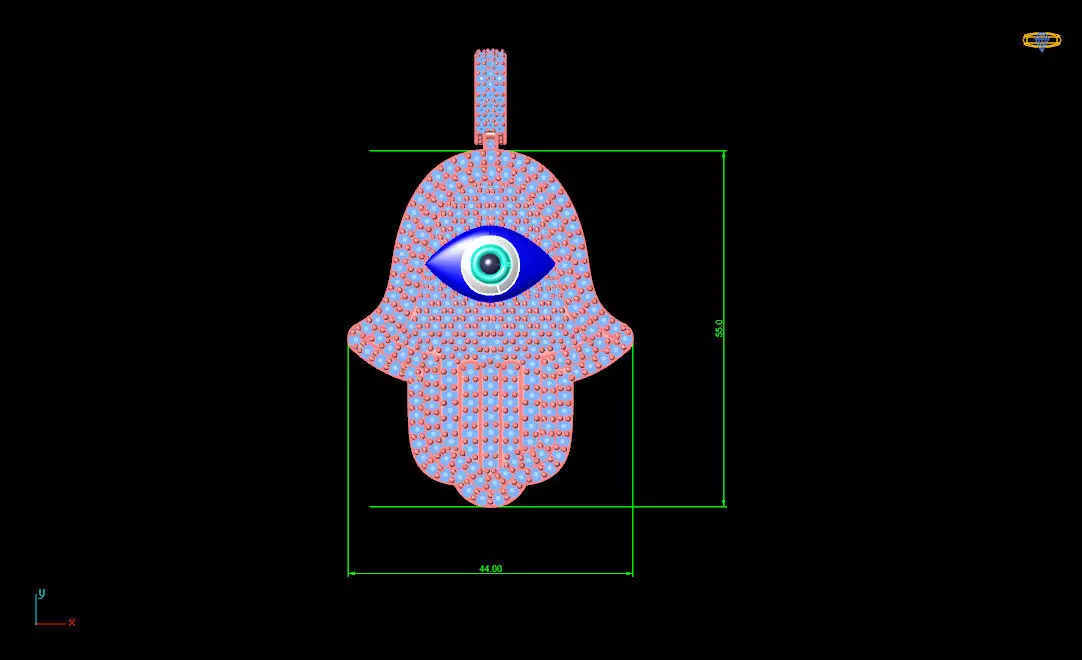 Hamsa Hand Pendant with central Evil Eye 3D print model_2