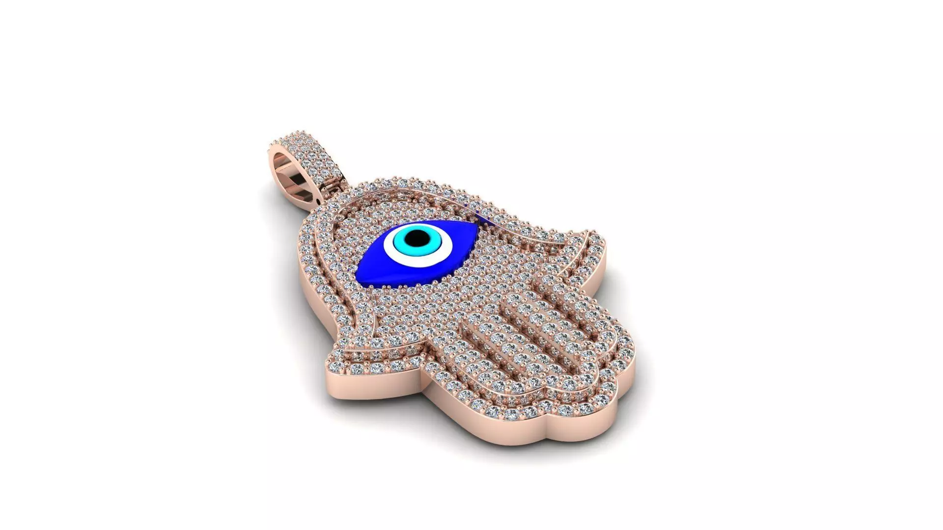 Hamsa Hand Pendant with central Evil Eye 3D print model_0