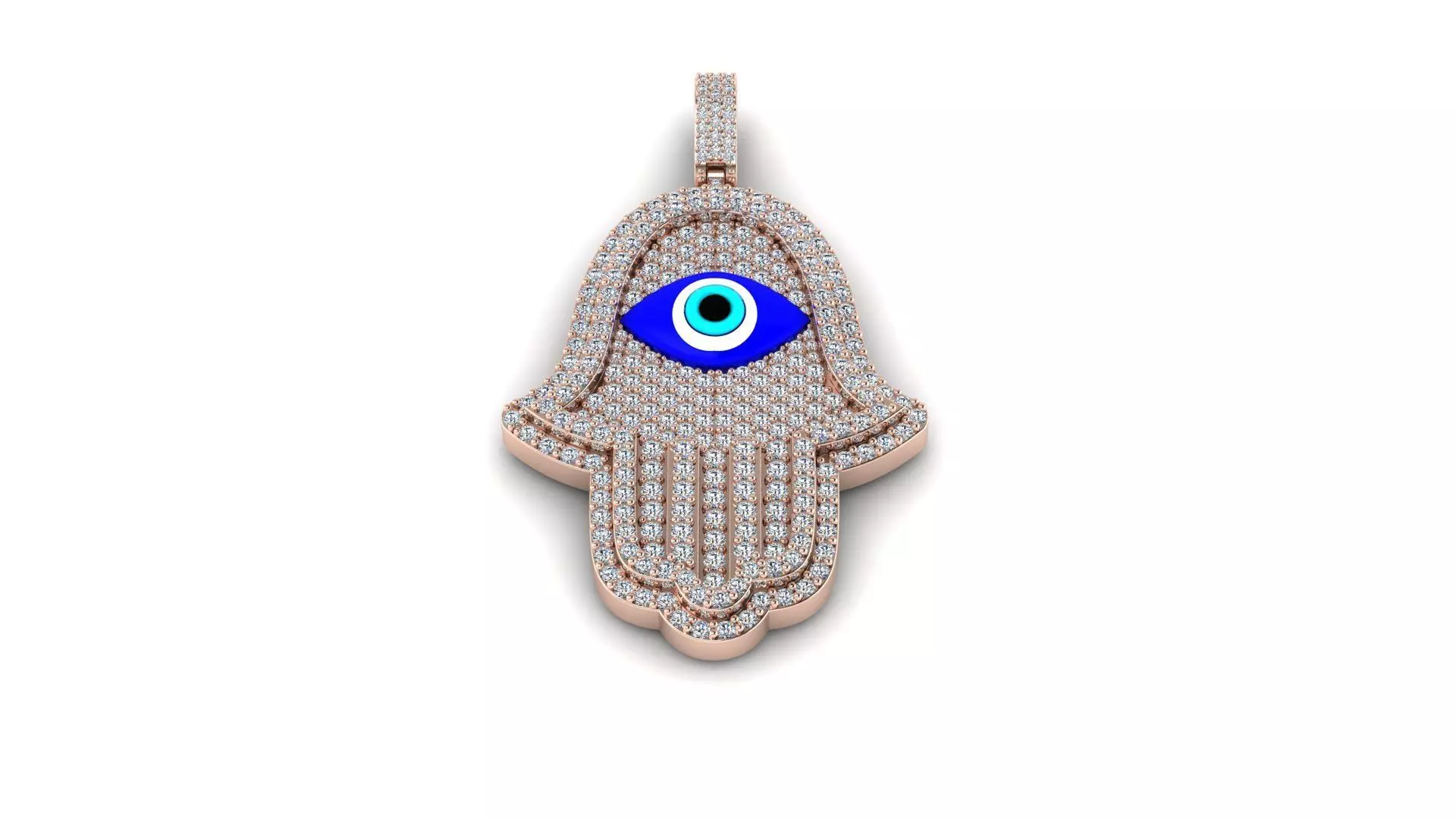 Hamsa Hand Pendant with central Evil Eye 3D print model_1