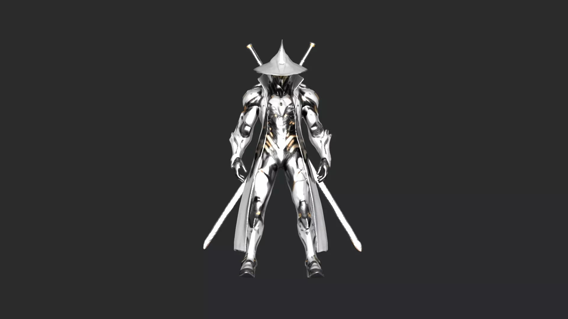 Futuristic Samurai Mecha Warrior 3D model_1
