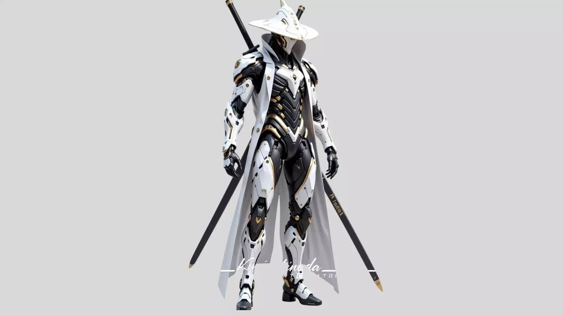 Futuristic Samurai Mecha Warrior Game Ready Character 3D model