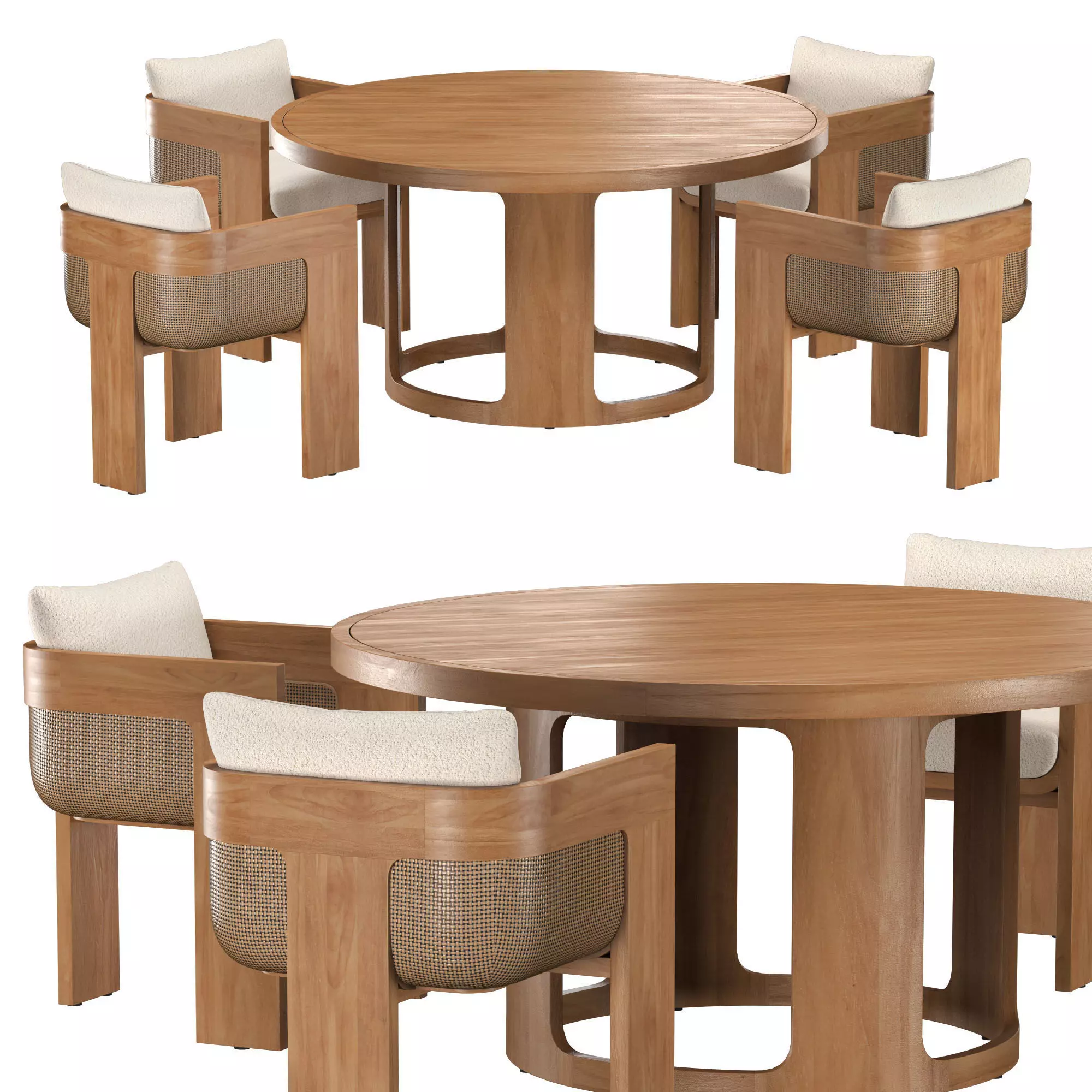 Sedona Teak Round Dining set 3D model