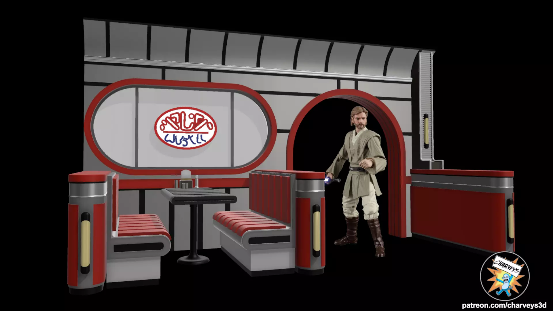 Star Wars Dexs Diner Booth Diorama for 4 and 6 inch figures 3D print model