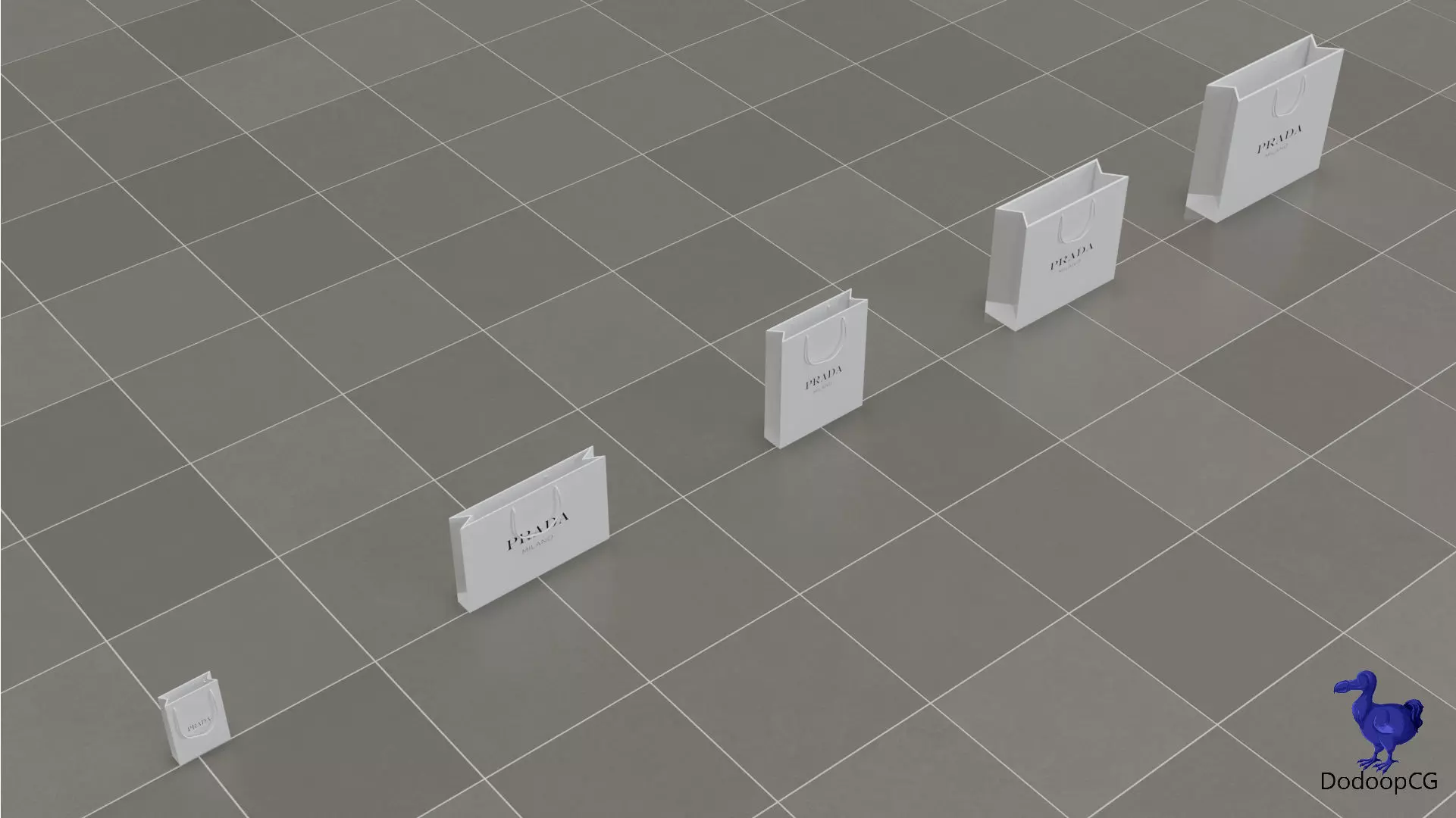 Prada Shopping Bag - Luxury 3D Packaging Model Low-poly 3D model_4