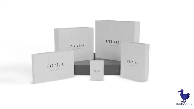 Prada Shopping Bag - Luxury 3D Packaging Model Low-poly 3D model Prada Shopping Bag - Luxury 3D Packaging Model Low-poly 3D model