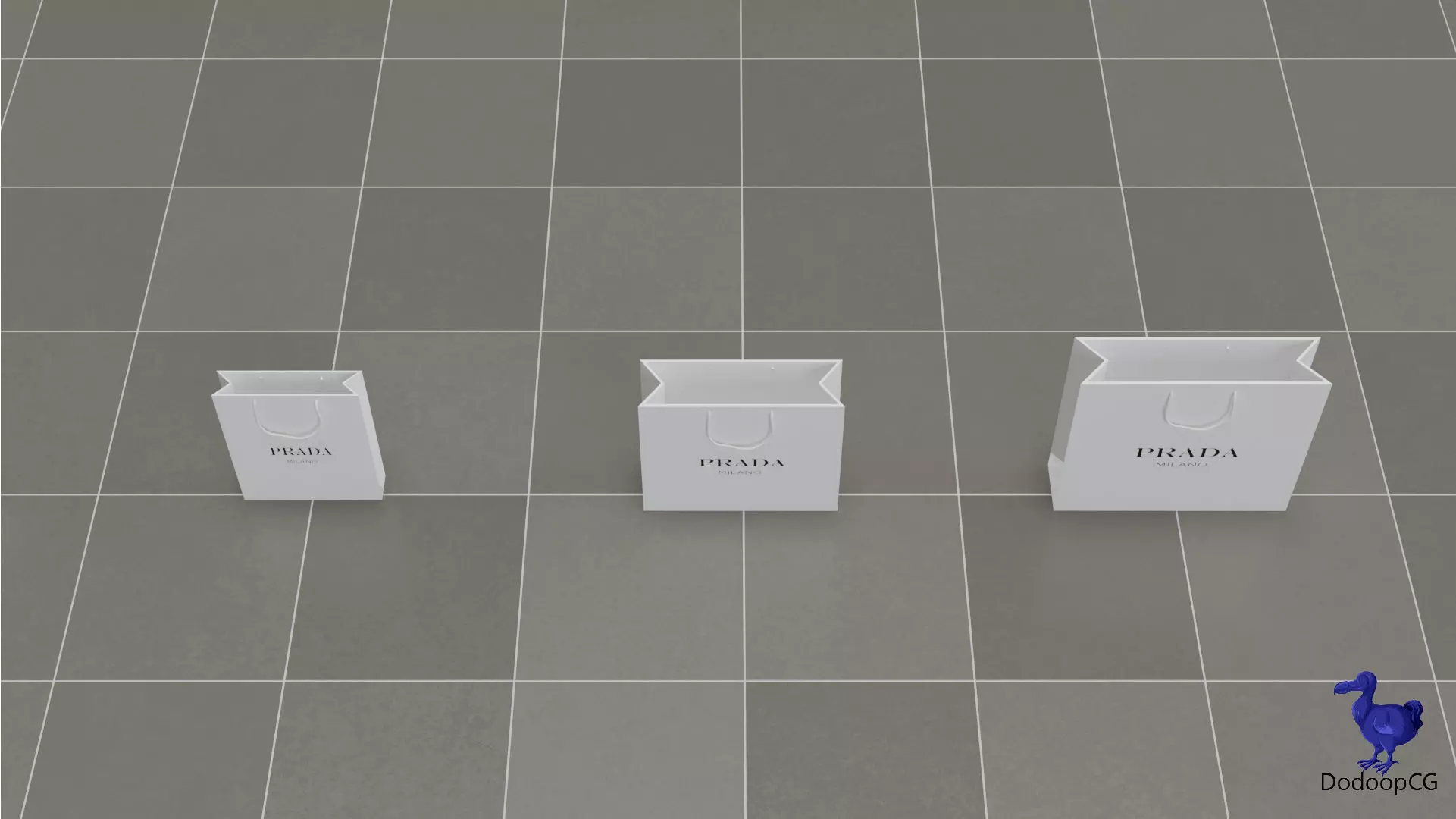 Prada Shopping Bag - Luxury 3D Packaging Model Low-poly 3D model_15
