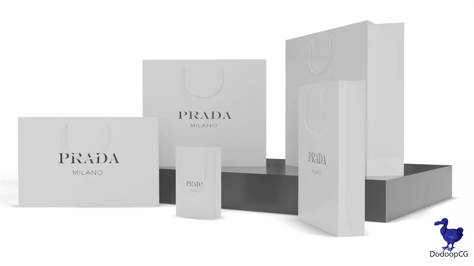 Prada Shopping Bag - Luxury 3D Packaging Model Low-poly 3D model_2