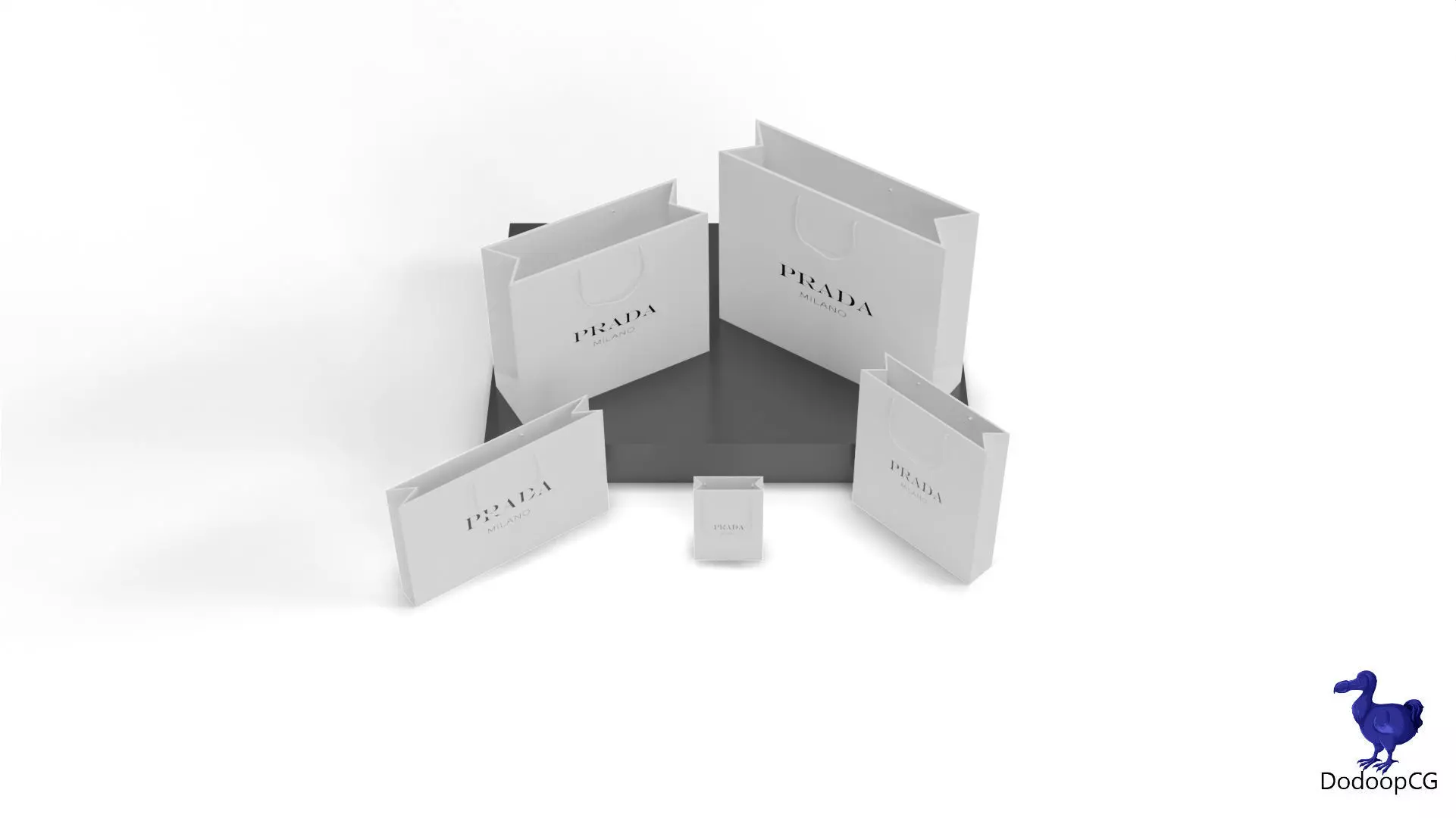 Prada Shopping Bag - Luxury 3D Packaging Model Low-poly 3D model_3