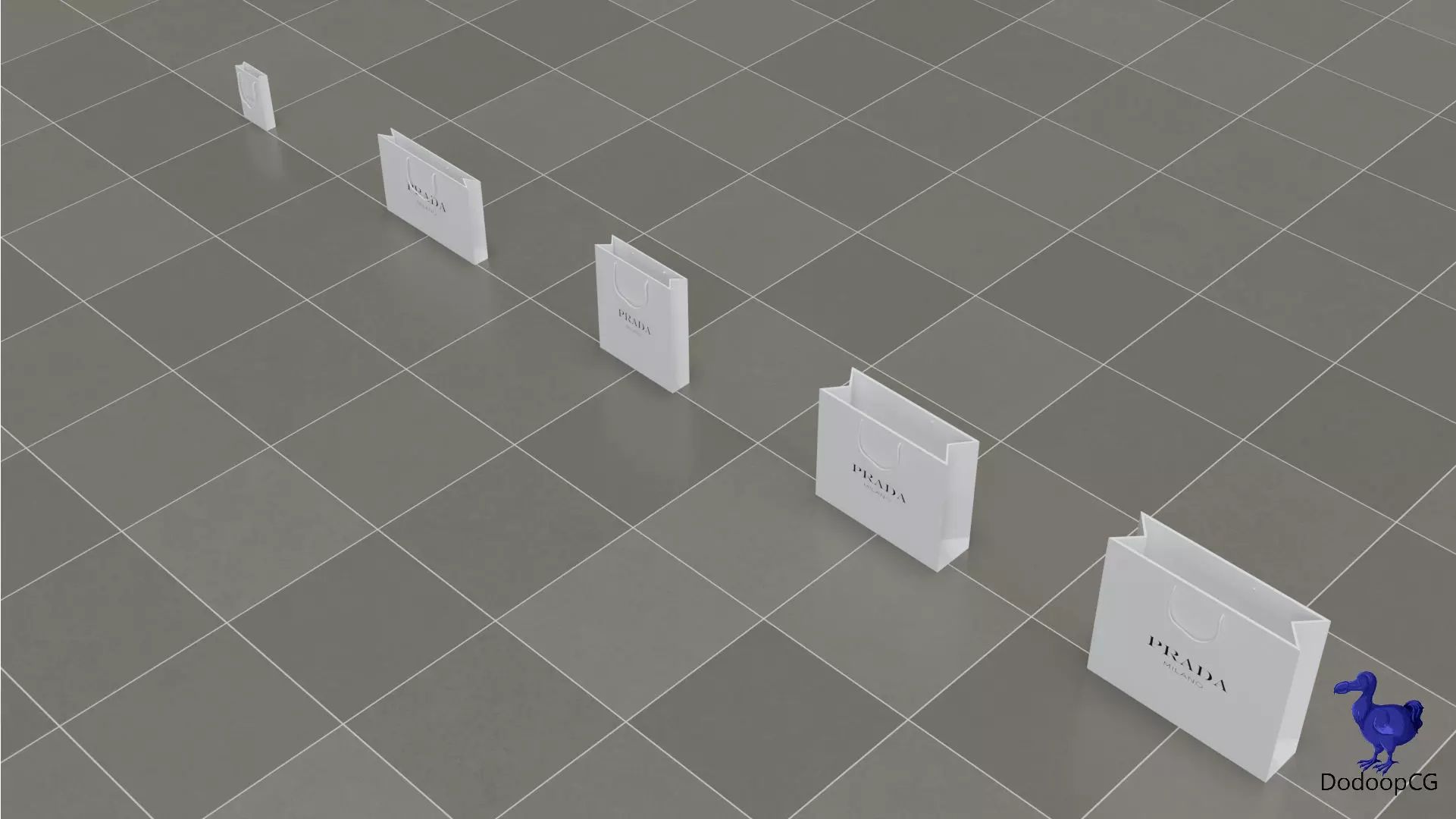 Prada Shopping Bag - Luxury 3D Packaging Model Low-poly 3D model_6
