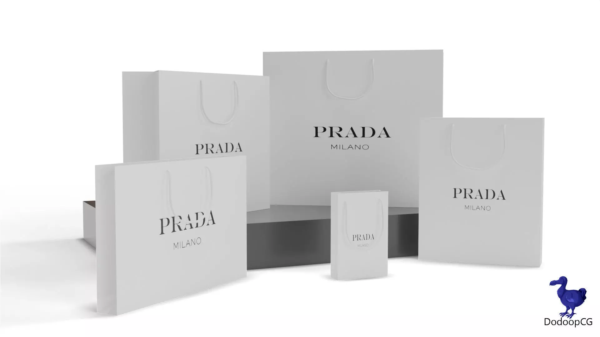 Prada Shopping Bag - Luxury 3D Packaging Model Low-poly 3D model_1