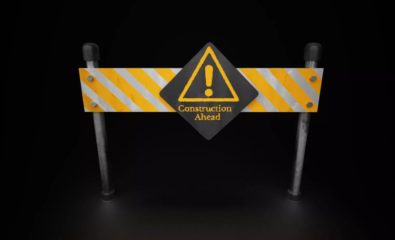 Construction Barrier Low Poly PBR Game Ready 3D Model Free low-poly 3D model_1