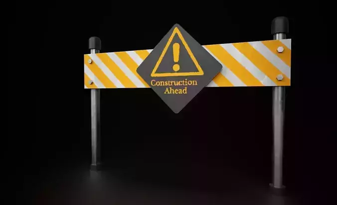 Construction Barrier  Low Poly PBR Game Ready 3D Model