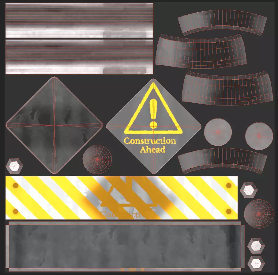 Construction Barrier Low Poly PBR Game Ready 3D Model Free low-poly 3D model_4