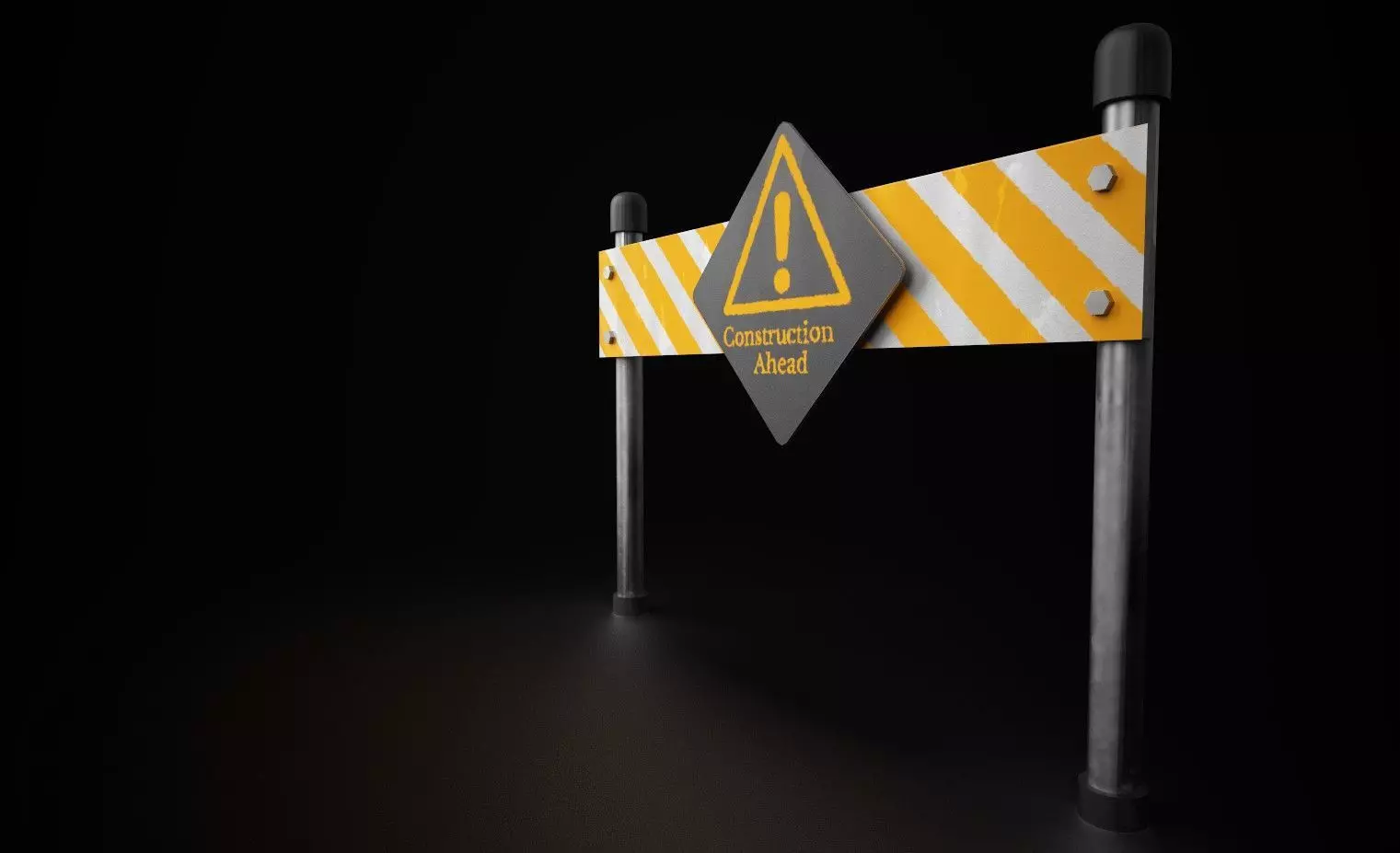 Construction Barrier Low Poly PBR Game Ready 3D Model Free low-poly 3D model_2