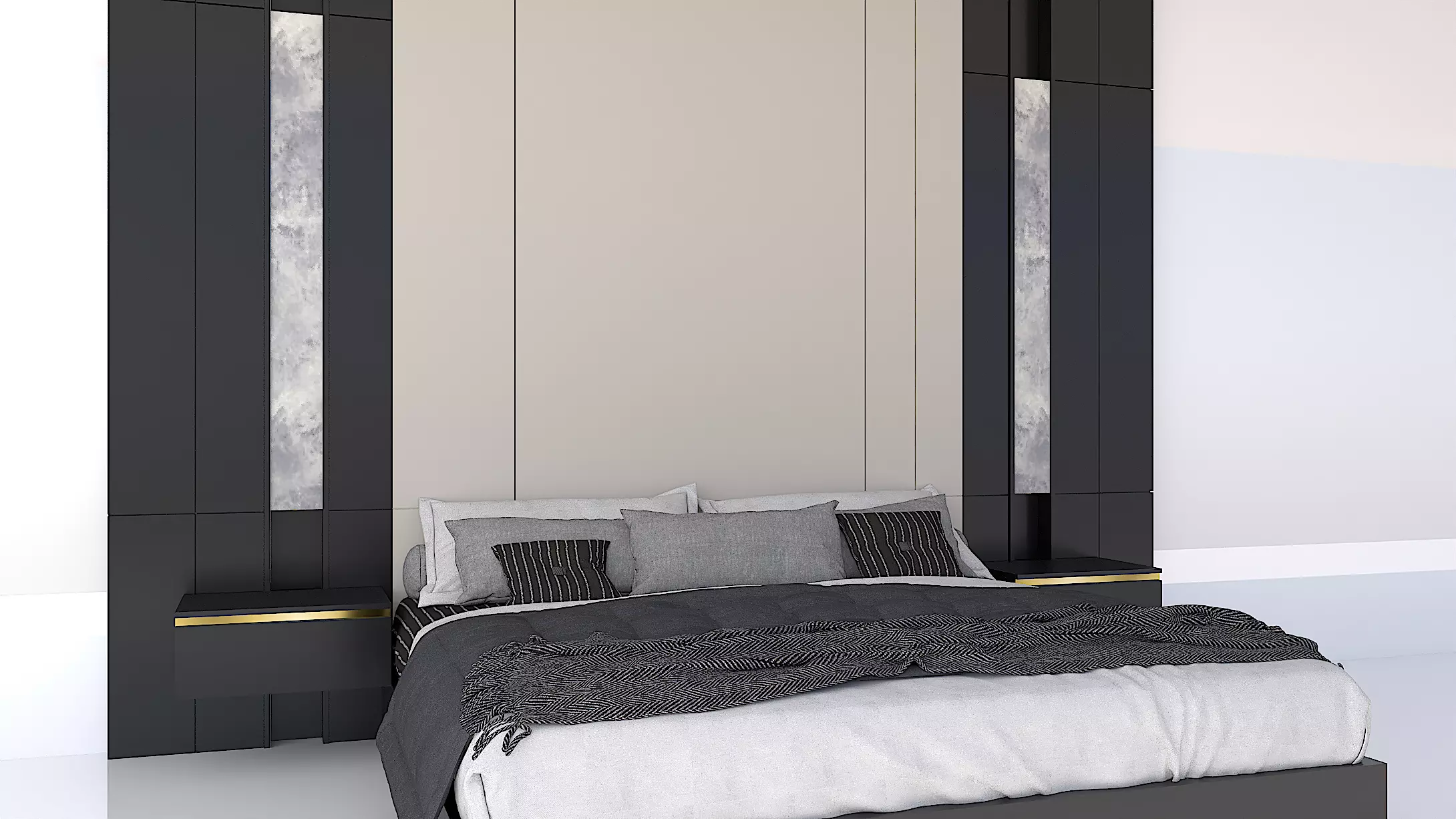 Shadow line Elegance Bed Set - Twilight 3D model_1