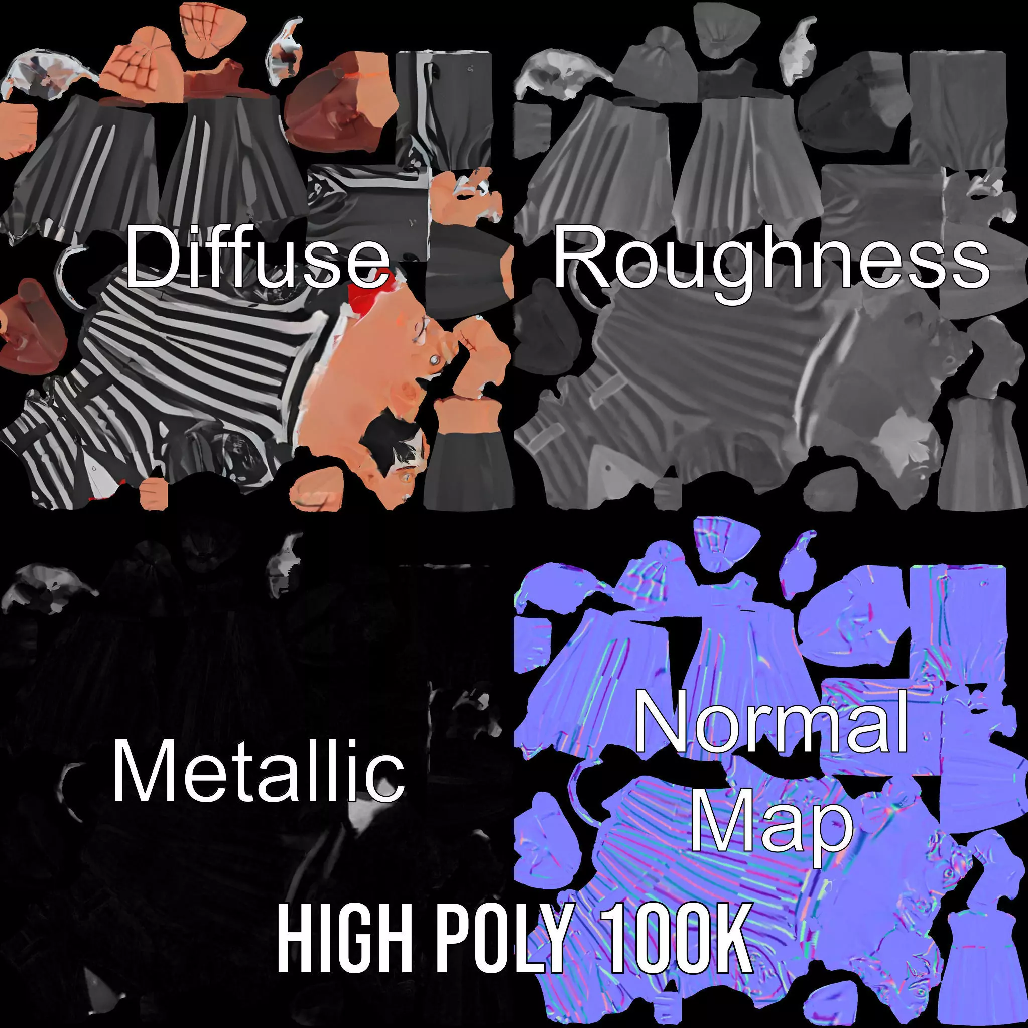 Striped Suit Character model pack Low-poly 3D model_4