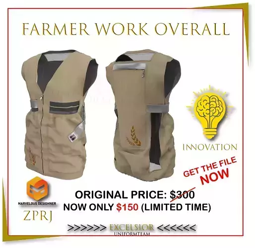 Innovative Farmer Work Overall  ZPRJ  PNG Mockup