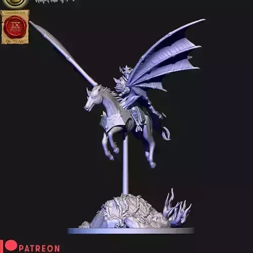 Dark elves Lord with great weapon on Nightmare pegasus
