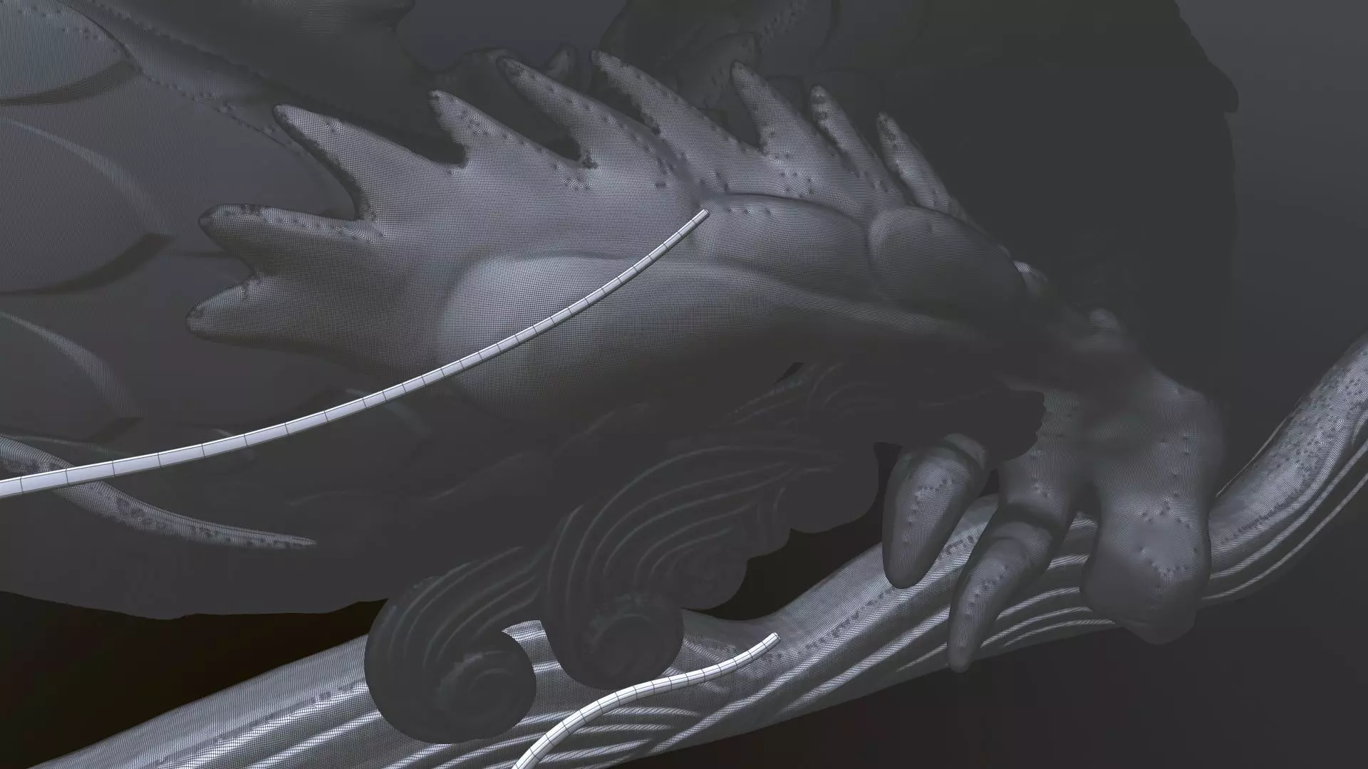 Japanese Carved Dragon High Poly 3D model_7