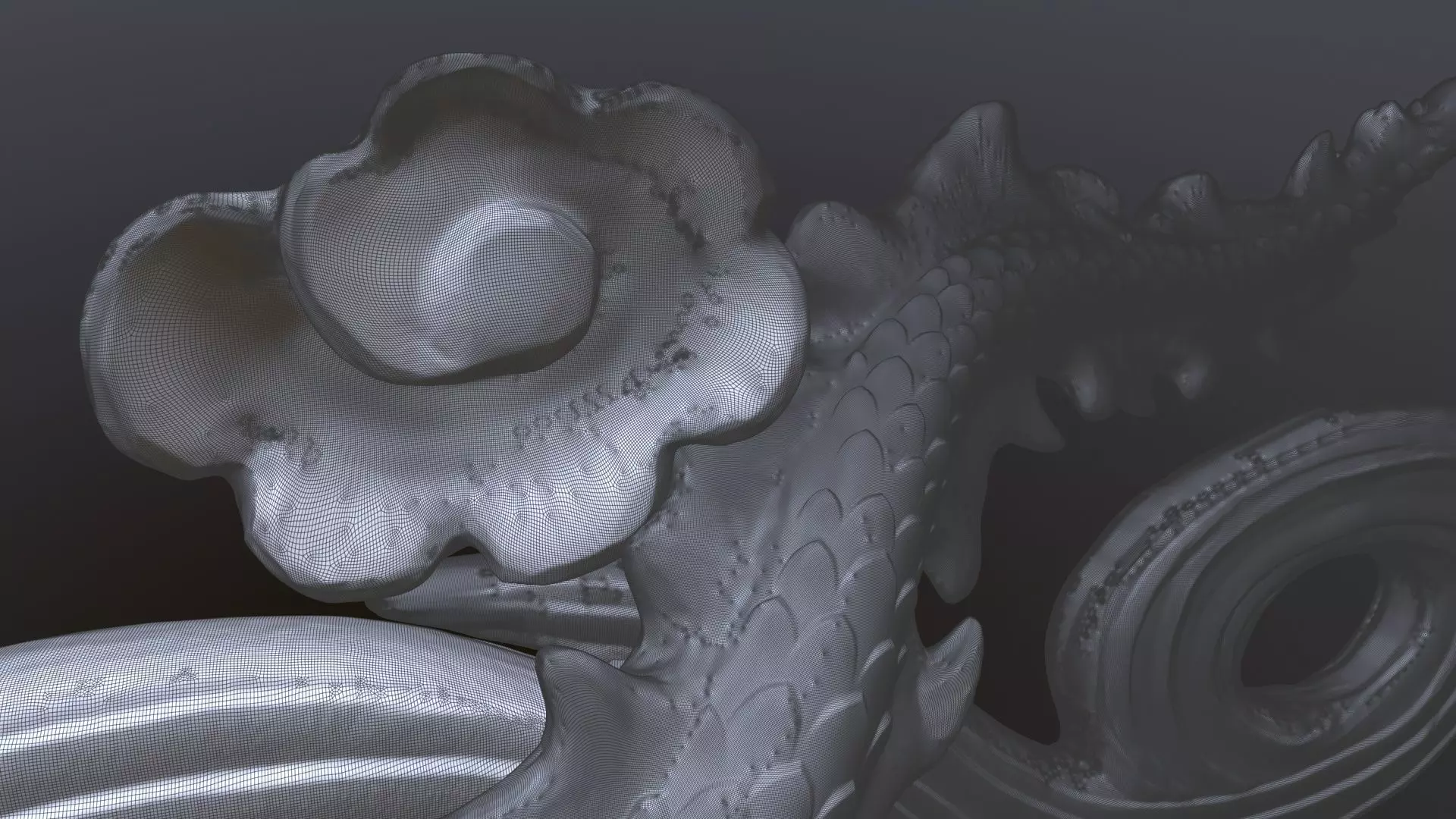 Japanese Carved Dragon High Poly 3D model_6