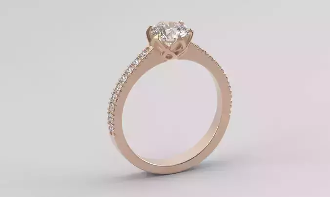 OAC154 Solitaire Ring with Petal Inspired Design