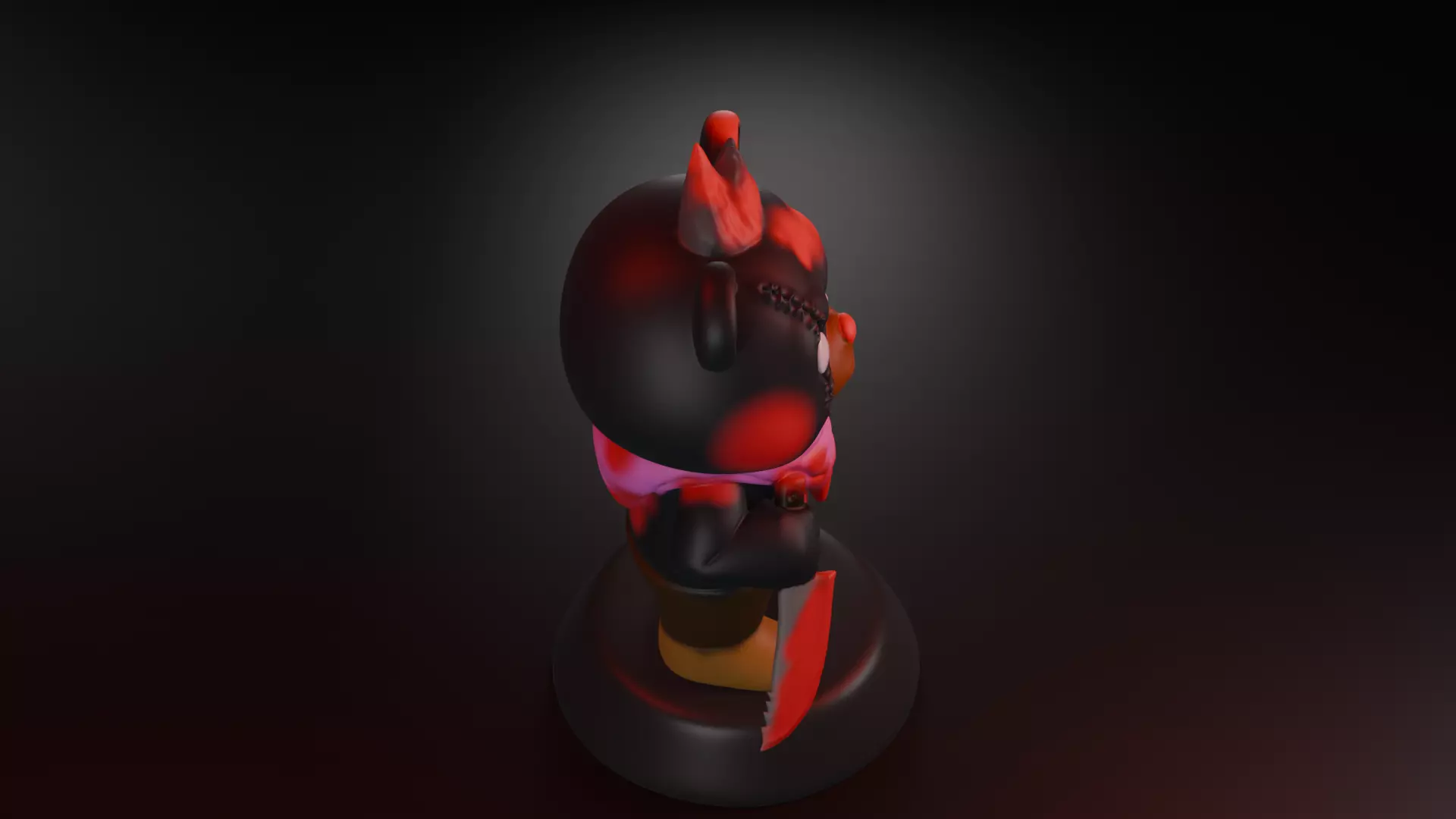 Kawaii Killer Bear Cute Assassin Bear 3D Printable Statue 3D print model_2