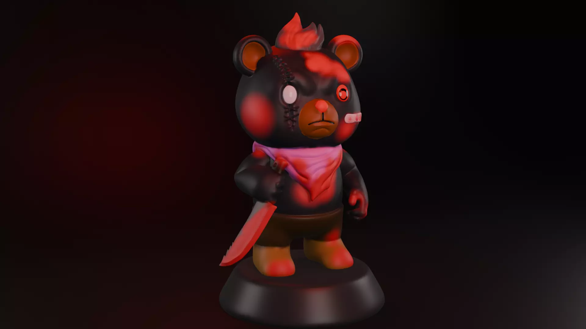 Kawaii Killer Bear Cute Assassin Bear 3D Printable Statue 3D print model_1