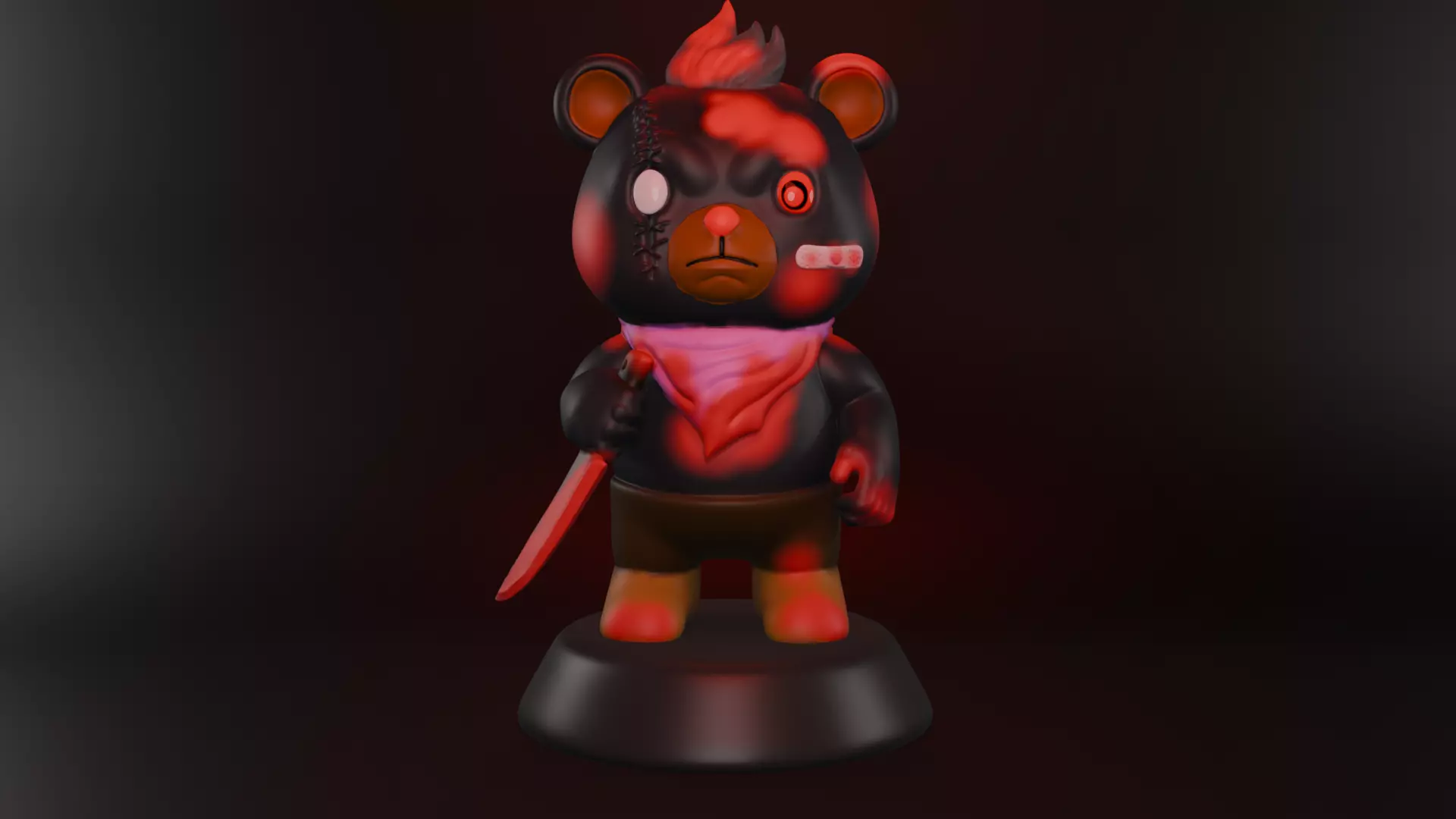 Kawaii Killer Bear Cute Assassin Bear 3D Printable Statue 3D print model_0