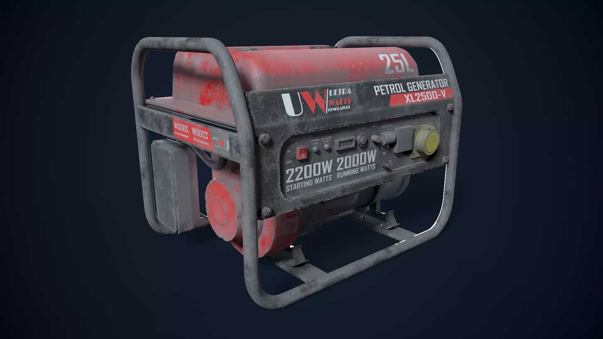 Dirty Petrol Generator 3D model 3D model_3
