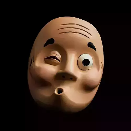 Japanese Hyottoko Mask Props Second Life toy 3D print model