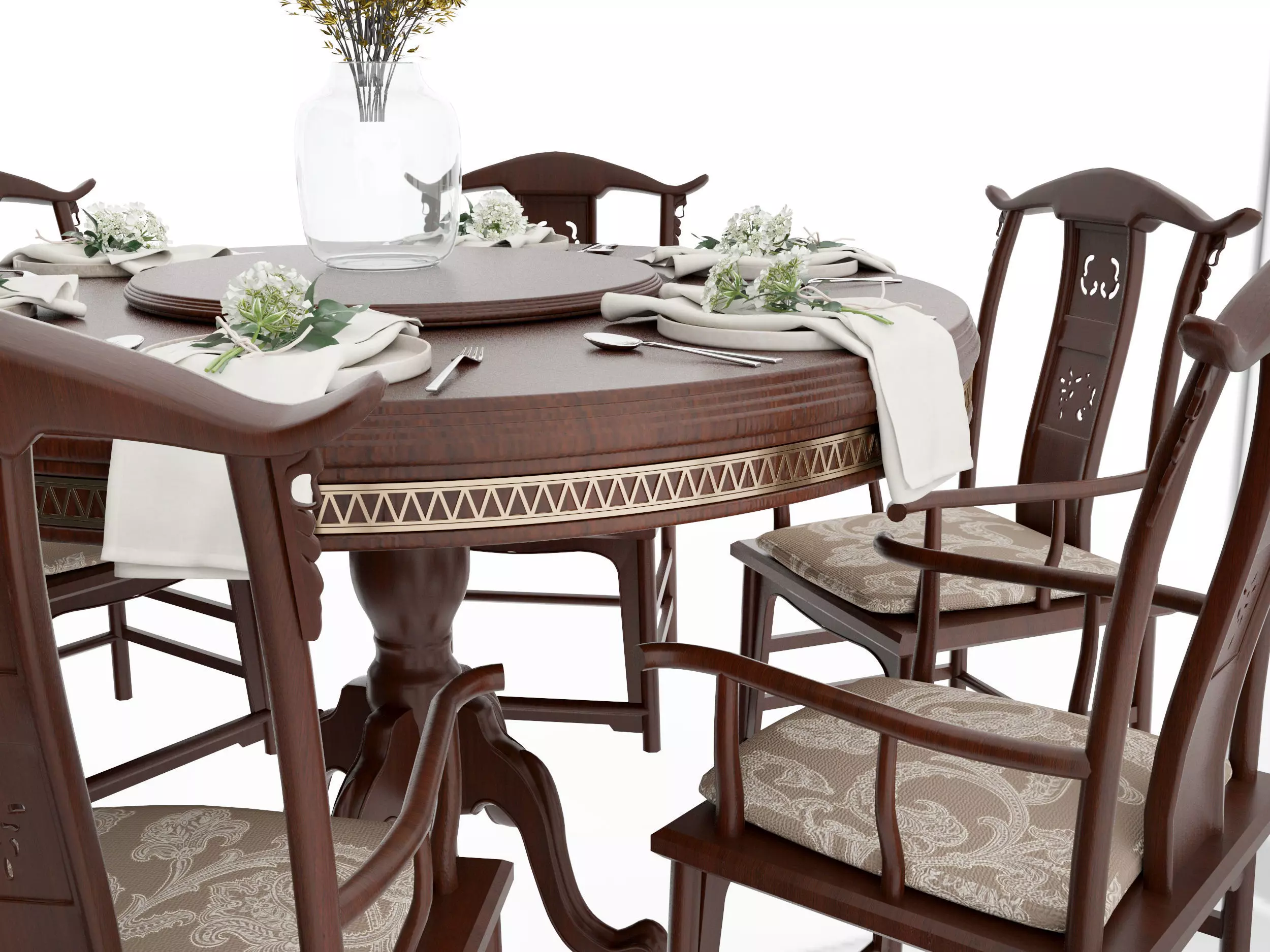 Chinese table Low-poly 3D model_1