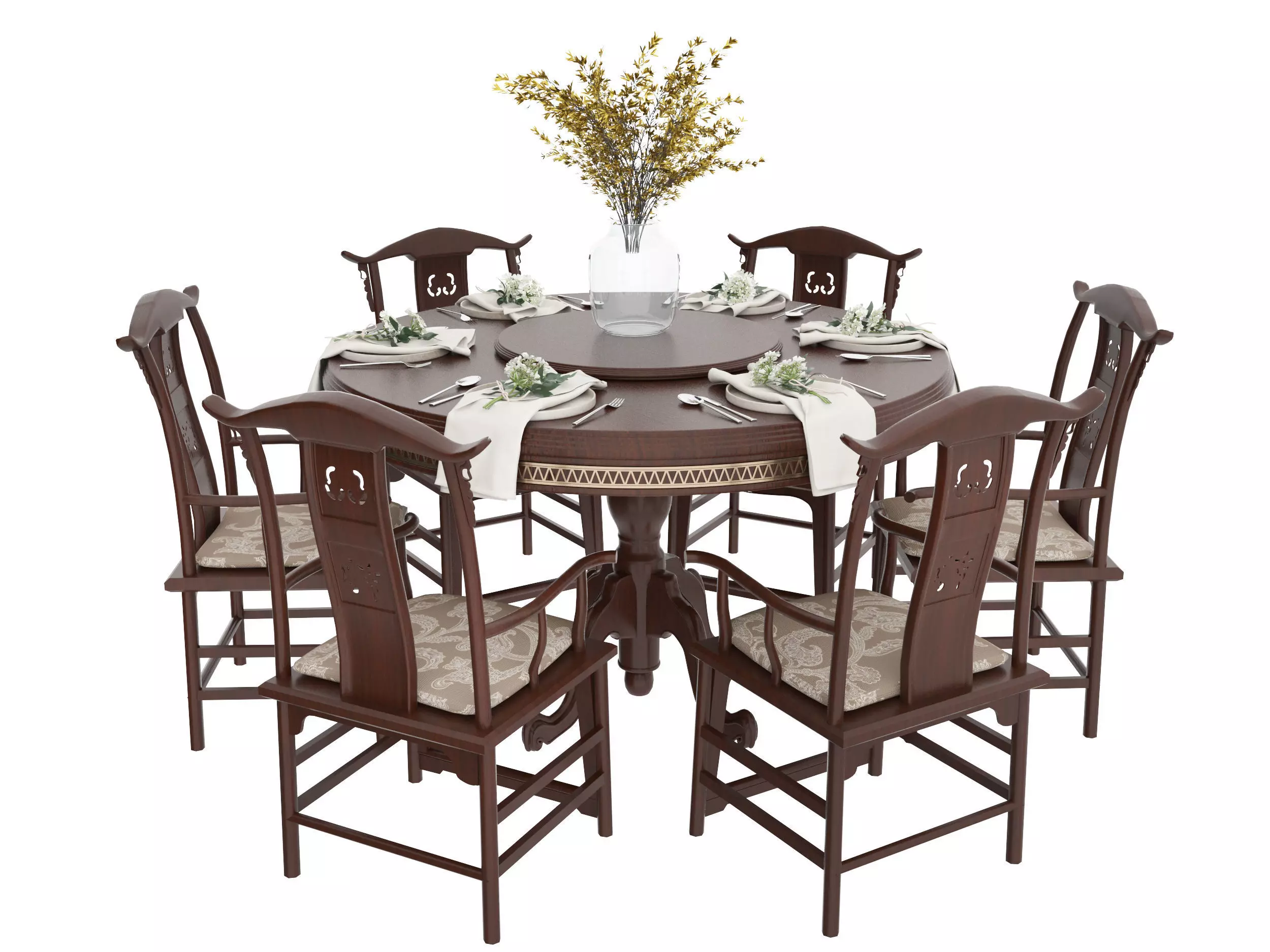 Chinese table Low-poly 3D model_0