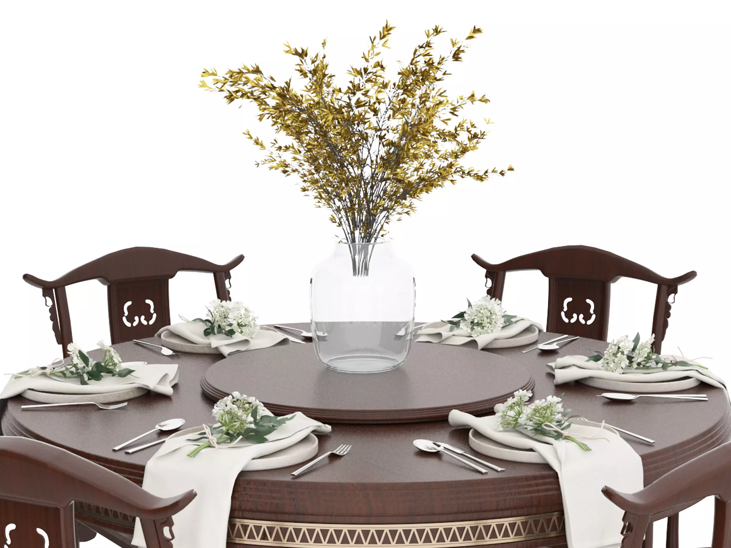 Chinese table Low-poly 3D model_2