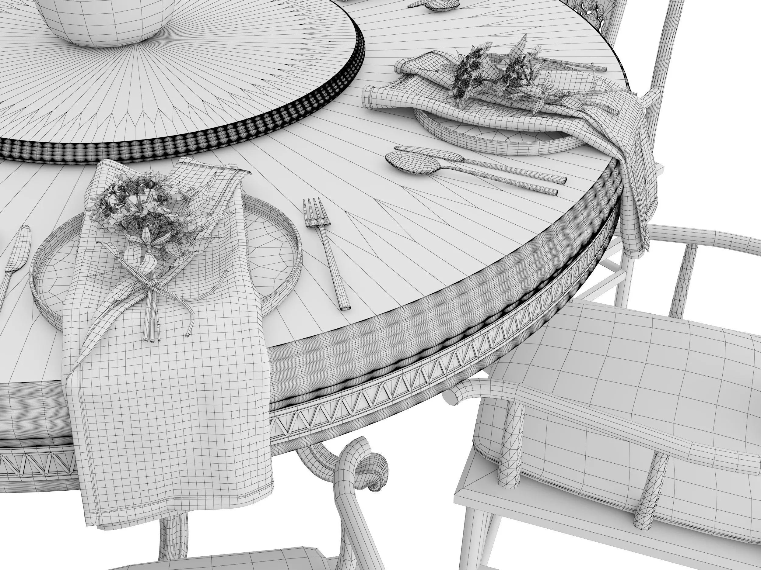Chinese table Low-poly 3D model_5