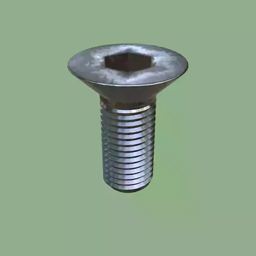 Steel Stained M10 Bolt Allen Counter Sink PBR 4K 3D model