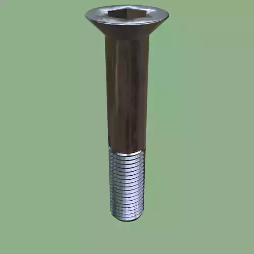 Steel Stained M12 Bolt Allen Counter Sink PBR 4K 3D model