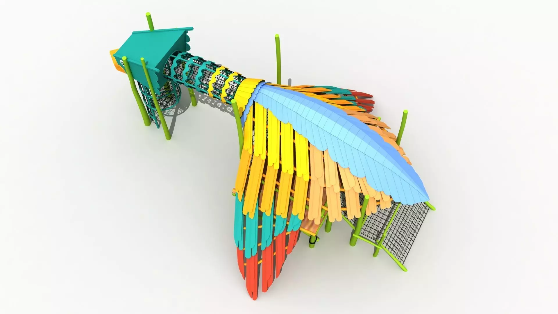 Bird themed climbing net playground 3D model_7