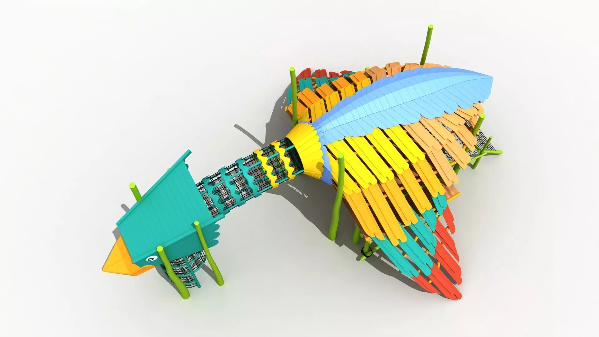 Bird themed climbing net playground 3D model_3