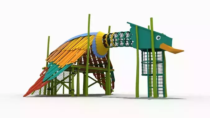 Bird themed climbing net playground