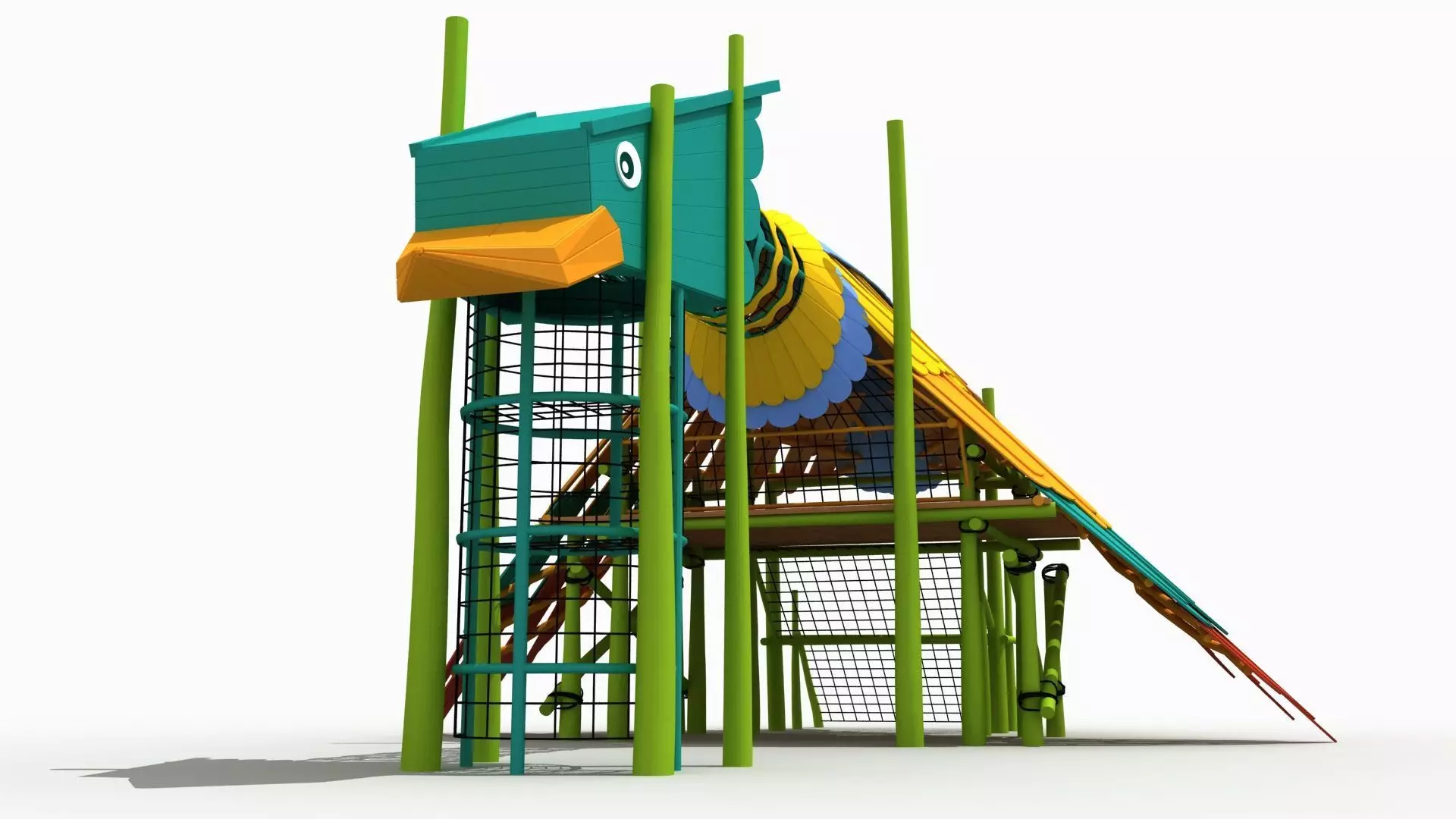 Bird themed climbing net playground 3D model_4