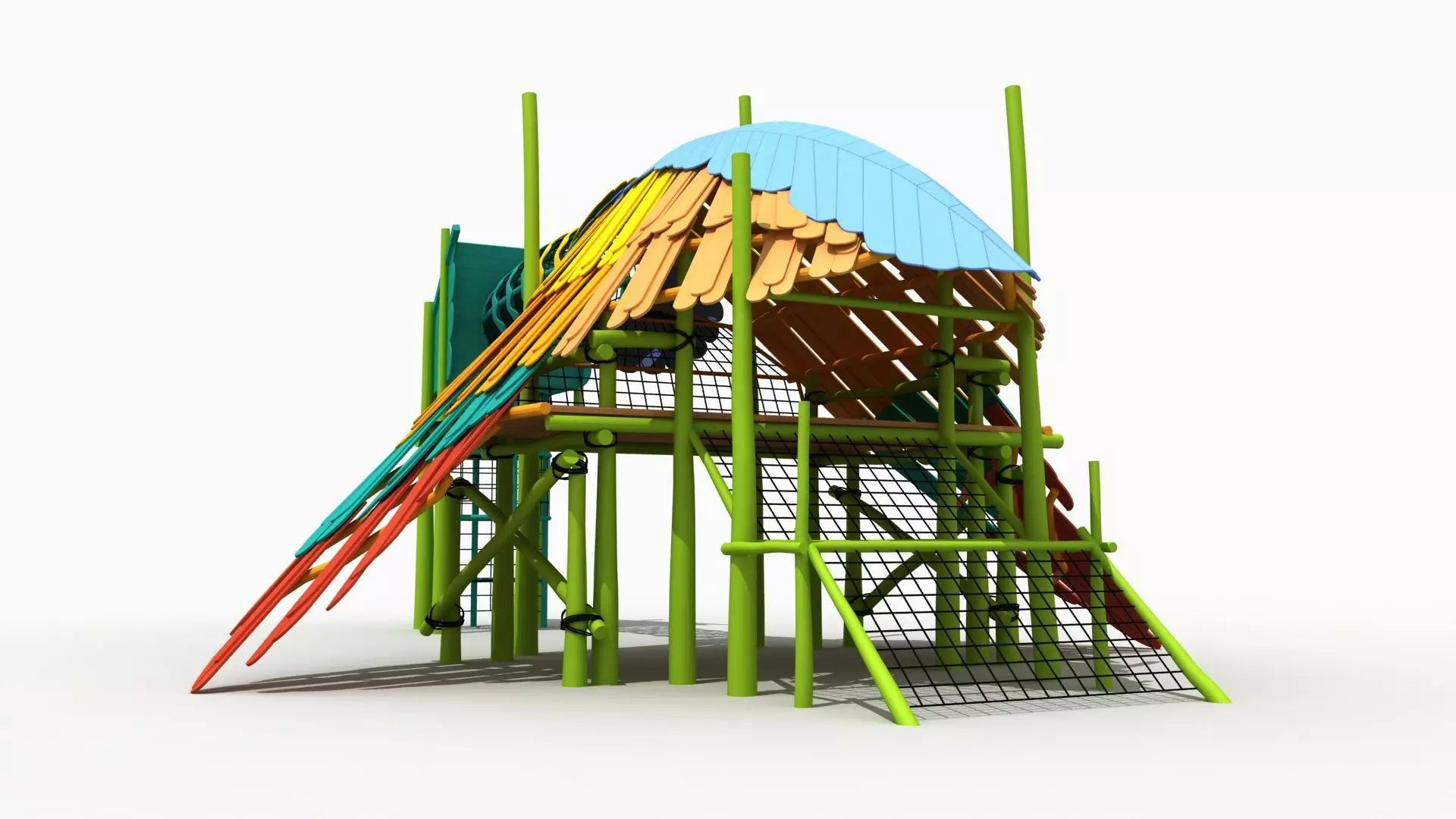 Bird themed climbing net playground 3D model_5