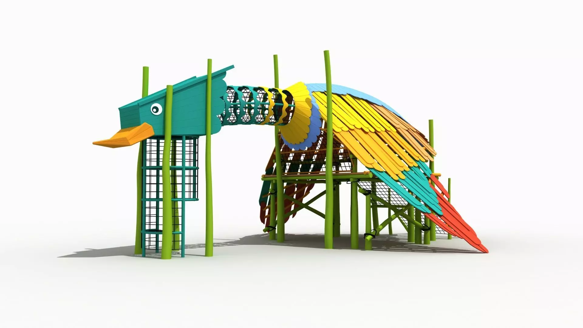 Bird themed climbing net playground 3D model_2