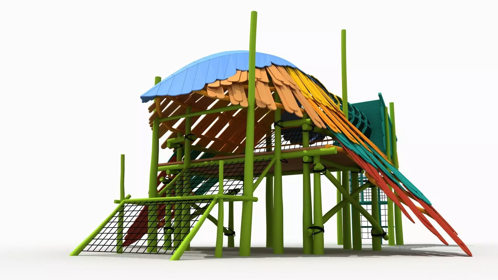 Bird themed climbing net playground 3D model_6