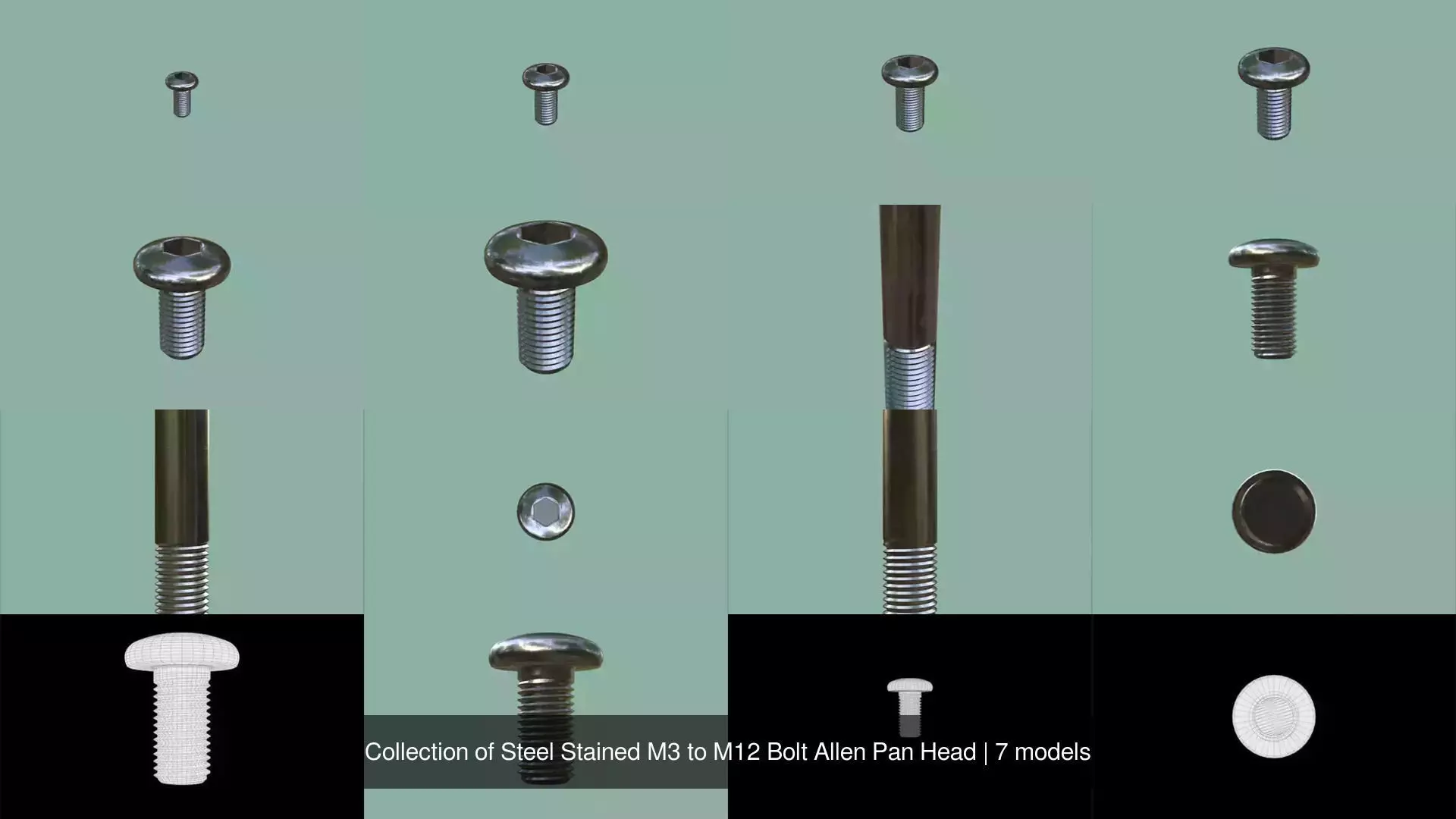 Collection of Steel Stained M3 to M12 Bolt Allen Pan Head _1