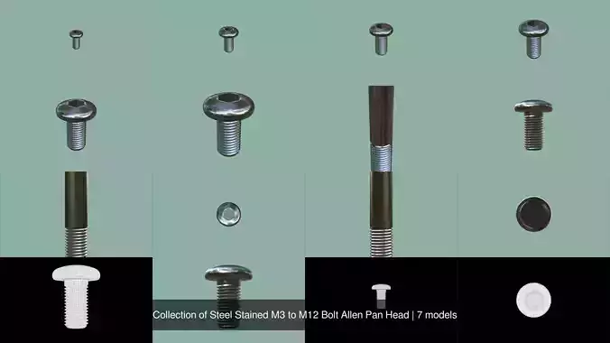Collection of Steel Stained M3 to M12 Bolt Allen Pan Head
