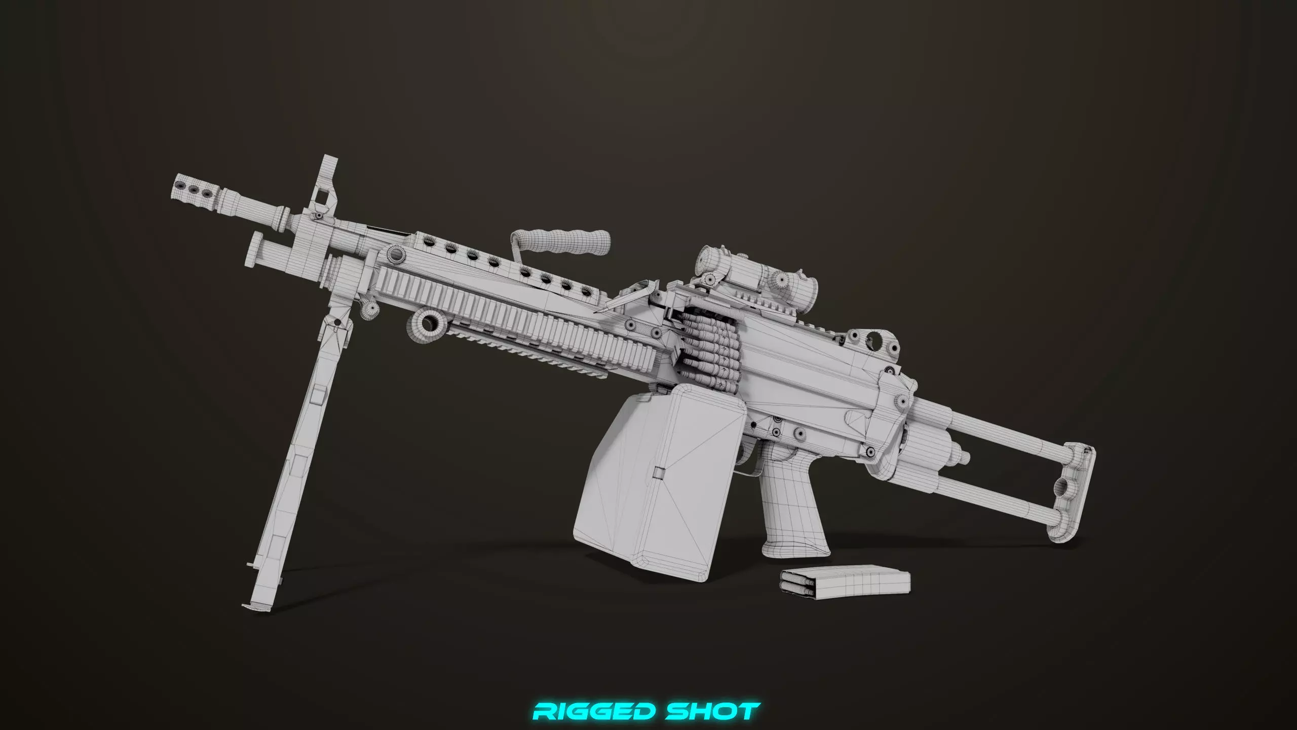 Machine Gun 16 Sandal All PBR Unity UE Textures Low-poly 3D model_52